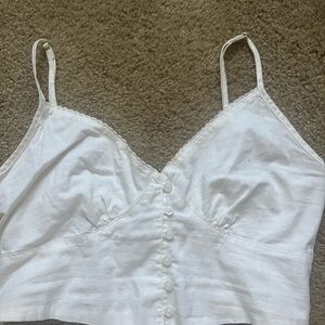 Brandy Melville White Button-Up Camisole